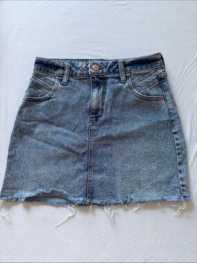 wild fable Blue Denim Mini Skirt with Frayed Hem